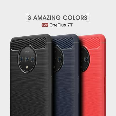 Soft Phone Case for OnePlus 7T, Carbon Fiber TPU Phone Cover Scratch & Drop Resistant Protective Case