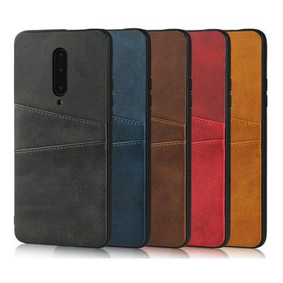 Card Phone Case for OnePlus 7 Pro, Calfskin-like Leather Phone Cover with Two Card Slots