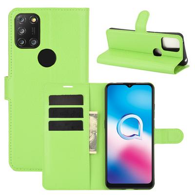 Solid Color Flip Folio Cover Scratch Resistant PU Leather Wallet Phone Case with Stand and Card Slots for Alcatel 3X 2020