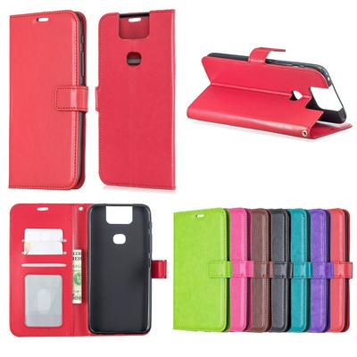 Crazy Horse Pattern PU Leather + TPU with Card Slots Wallet and Stand Support Cover Case for Asus Zenfone 6 ZS630KL / Zenfone 6z / Zenfone 6 2019