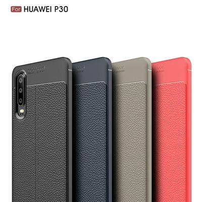 Litchi Pattern Shockproof Anti-Scratch Soft TPU Back Cover Protective Case for Huawei P30 