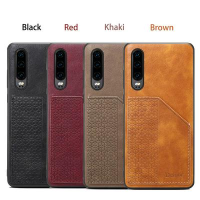 Card Holder Phone Case for Huawei P30, Leather-coated Hard Phone Cover
