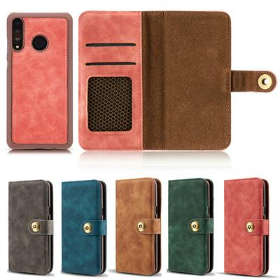 Retro Two-in-one Detachable Shockproof Magnet Buckle Closure Multifunctional PU leather Wallet Phone Case for HUAWEI P30 Lite