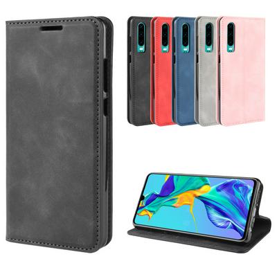 Retro Pattern PU Leather + Soft TPU Card Slots with Stand Support and Wallet Magnetic Absorb Protective Case for Huawei P30