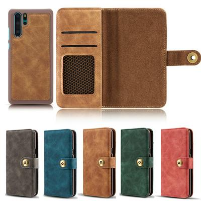 Retro Two-in-one Detachable Shockproof Magnet Buckle Closure Multifunctional PU leather Wallet Phone Case for HUAWEI P30 Pro