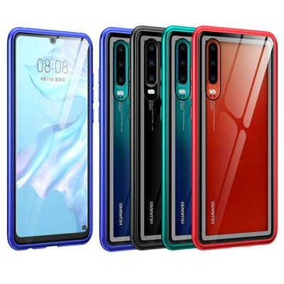 Ultra Slim Shockproof Anti-Scratch Tempered Glass Back + Metal Frame Back Cover Case for Huawei P30 