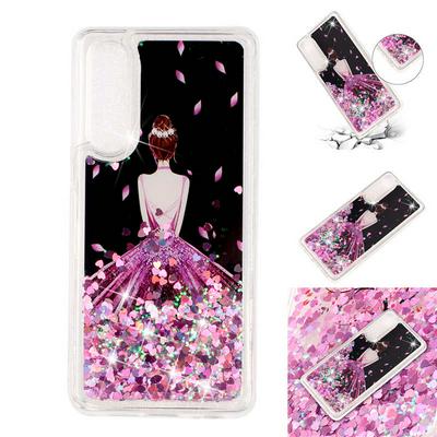 Inner Colored Painting Pattern Bling Style Quicksand Shockproof Soft TPU Back Cover Case for Huawei P30