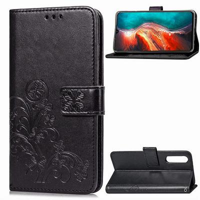 Embossed Four-Leaf Clover Pattern Shockproof Side Flip PU Leather + Soft TPU Card Slots with Wrist Strap Stand and Magnetic Buckle Wallet Protective Case for Huawei P30 