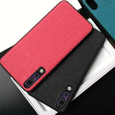 Canvas PU Leather Coated PC + Soft TPU Rudder Frame Back Cover Case for Huawei P30