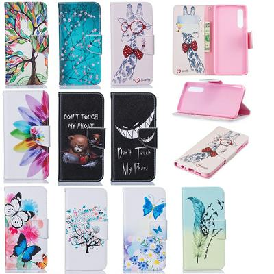 Color Painting Wallet Style PU Leather + Soft TPU Card Slots with Stand and Magnetic Buckle Case for Huawei P30 