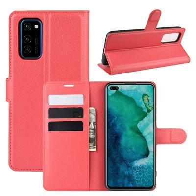Litchi Pattern Side Flip Shockproof PU Leather + Soft TPU Card Slots with Stand and Magnetic Buckle Wallet Case for Huawei Honor V30 / V30 Pro