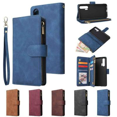 PU Leather + Detachable TPU Card Slots with Zipper Wallet Stand Support Magnetic Absorb Protective Cover Case for Huawei Honor 20 Pro 