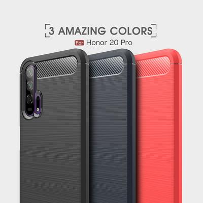 Carbon Fiber Pattern Brushed Metal Soft TPU Back Cover Case for Huawei Honor 20 Pro
