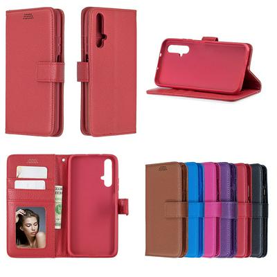 Lichee Pattern PU Leather + TPU with Card Slots Wallet and Stand Support Cover Case for Huawei Honor 20 