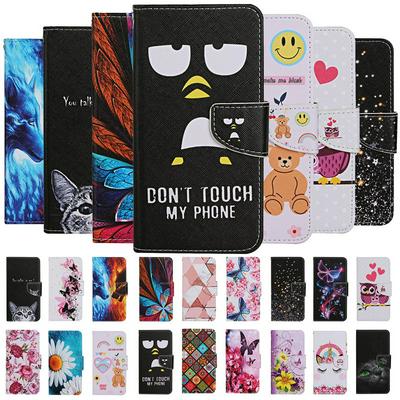 Colored Painting Wrist Strap Style Shock-Absorption Side Flip PU Leather + Soft TPU Card Slots with Magnetic Buckle and Stand Wallet Protective Case for Huawei Honor 9X Lite
