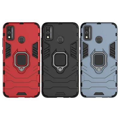 Durable Shockproof Drop Protection Phone Case with Magnetic Metal Rotation Finger Kickstand Ring Grip Holder for Huawei Honor 9X Lite