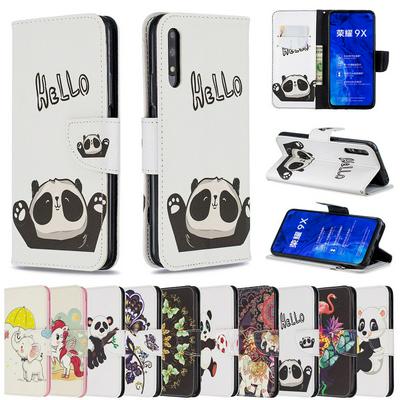 Wallet Case for HUAWEI Honor 9X, Printed Leather Phone Cover with Reinforced Stitching and Hidden Kickstand