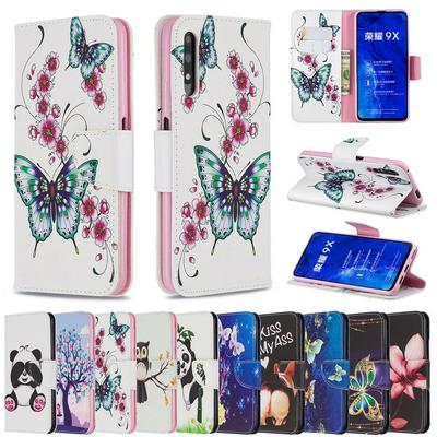 Printed Wallet Case for HUAWEI Honor 9X, Stitching-reinforced Leather Phone Cover with Card Pockets, Cash Pocket, and Hidden Kickstand