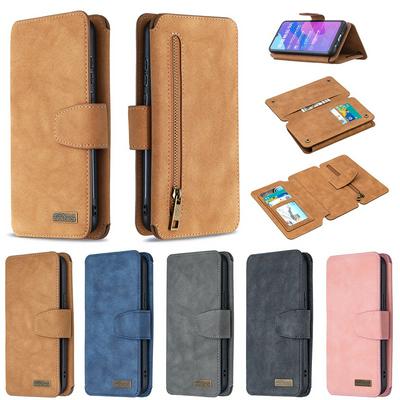 Frosted Zipper Wallet BF07 Type Detachable Scratch Resistant PU Leather Phone Case for HUAWEI Honor 9A