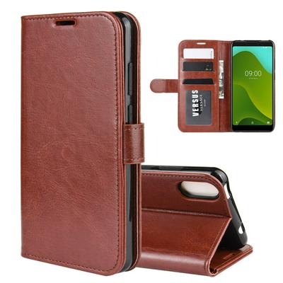 R64 Pattern Single Fold Edge Side Flip Shockproof PU Leather + Soft TPU Card Slots with Picture Frame and Stand Wallet Protective Case for Wiko Y70