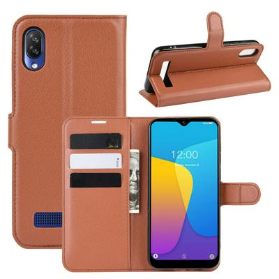 Lichee Pattern Side Flip Wallet Style PU Leather + Soft TPU Card Holder with Stand and Magnetic Buckle Case for Doogee Y8C