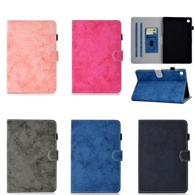 Marble Pattern Shockproof Side Flip PU Leather + Soft TPU Card Slots with Pen Slot Magnetic Buckle and Anti-Slip Strip Stand Wallet Case for Lenovo M10 Plus TB-X606F