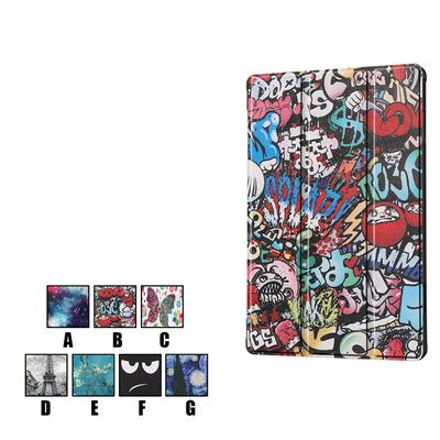 Tri-fold Color Painting Slim & Lightweight Design Scratch Resistant PU Leather Protective Cover for Lenovo M10 FHD REL  X605FCL 