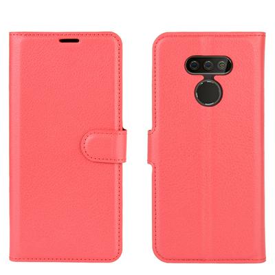 Solid Color Litchi Pattern Shock-Absorption Side Flip PU Leather + Soft TPU Card Slots with Magnetic Buckle and Stand Wallet Case for LG Harmony 4