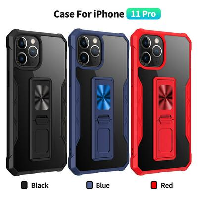 Clear Acrylic + Shockproof TPU Magnetic Protective Case with Invisible Holder For iPhone 11 Pro（5.8）