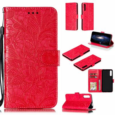 Wallet Case for Honor 9X Pro, Flower-embroidered Leather Phone Case with Lanyard and Magnetic Closure