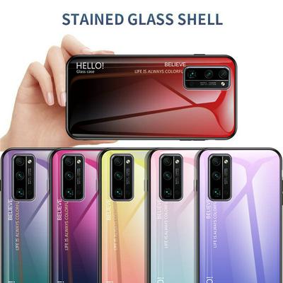 Luxury Gradient Bicolor 9H Explosion-Proof Anti-Scratch Tempered Glass Back + Soft TPU Bumper Frame Support Wireless Charging Back Cover Case for Huawei Honor 30 Pro