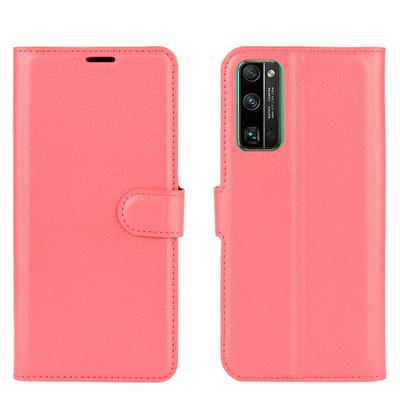 Solid Color Litchi Pattern Shock-Absorption Side Flip PU Leather + Soft TPU Card Slots with Magnetic Buckle and Stand Wallet Case for Huawei Honor 30 Pro