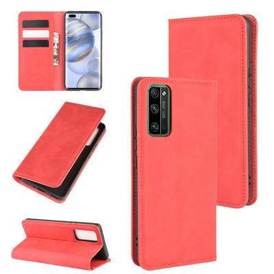 Solid Color Magnetic Attraction Side Flip Shockproof Anti-Scratch PU Leather + Soft TPU with Card Slots and Stand Wallet Protective Case for Huawei Honor 30 Pro