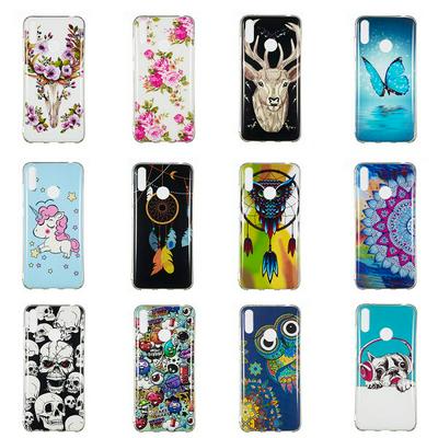 Wreath Owl Skull Colored Painting Fluorescence Noctilucent TPU Luminous Back Cover Case for Huawei Enjoy 9