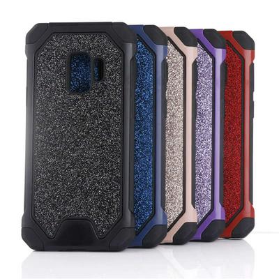 Bling Style Glitter Powder 2 in 1 Detachable Hard PC Frame + Soft Silicone Hybrid Back Cover Protective Case for Samsung Galaxy S9