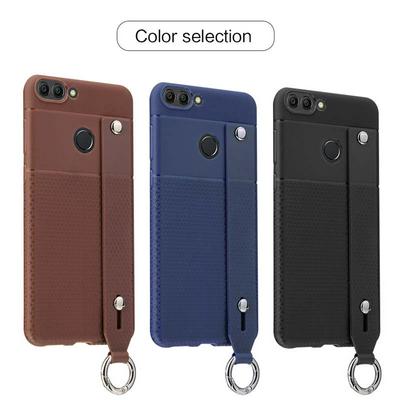 Solid Color Anti-Scratch Shockproof Soft TPU with Hand Strap and Stand Protective Case for Huawei P Smart / Enjoy 7S
