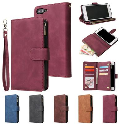 Wallet Phone Case for iPhone 7 Plus / 8 Plus, Doka Slots Leather Phone Cover With Magnetic Buckle