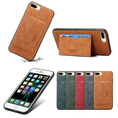 Retro Skin Pattern Leather Coated PC with Card Slot Stand Back Cover Case for iPhone 7 Plus / 8 Plus 