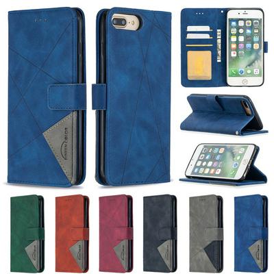 Hijab Rhombus Pattern BF05 Scratch Resistant PU Leather Phone Protective Case with Stand &Card Slots for iPhone 7 Plus / 8 Plus