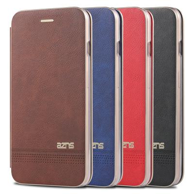 Azns Magnetic Attraction Super Slim Side Flip PU Leather + Soft TPU with Card Slot and Stand Protective Case for iPhone 7 Plus / 8 Plus