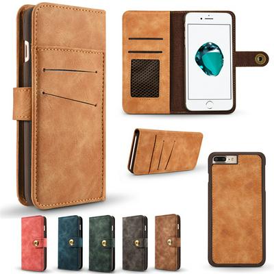 Retro Two-in-one Detachable Shockproof Magnet Buckle Closure Multifunctional PU leather Walet Phone Case for iPhone 7 Plus/ 8 Plus
