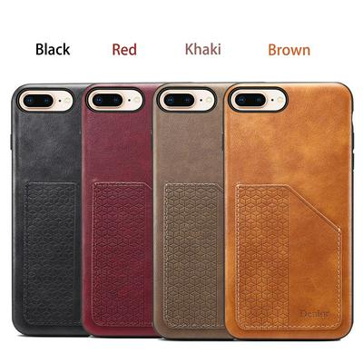 Card Holder Phone Case for iPhone 7 Plus/8 Plus, Leather-coated Hard Phone Cover