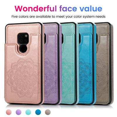 Double Buckle Mandala Magnetic Clasp Multifunctional Shockproof PU Leather Wallet Phone case with Card Slot for HUAWEI Mate 20