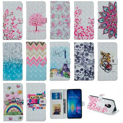 3D Colored Painting Side Flip Shockproof PU Leather + Soft TPU Picture Frame with Card Slots Magnetic Buckle and Stand Wallet Protective Case for Huawei Mate 20