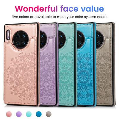 Double Buckle Mandala Magnetic Clasp Multifunctional Shockproof PU Leather Wallet Phone case with Card Slot for HUAWEI Mate 30