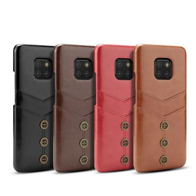 Case for Huawei Mate 20 Pro, Leather Card Holder Phone Cover with Bronze Buttons on the Back