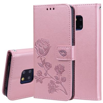 Enkay Hat-Prince Embossed Rose PU Leather + TPU with Card Slots Holder Wallet Purse and Stand Protecting Case for Huawei Mate 20 Pro 