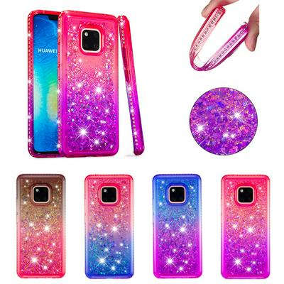 Bling Style Quicksand Shockproof Edge Diamond Studded Soft TPU Back Cover Protective Case for Huawei Mate 20 Pro