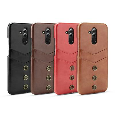 Case for Huawei Mate 20 Lite, Leather Card Holder Phone Cover with Bronze Buttons on the Back