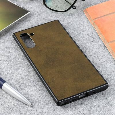 Leather-coated Phone Case for Samsung Galaxy Note 10, Calfskin Grain Shockproof Protective Case